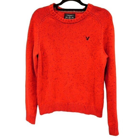 𝅺AMERICAN Eagle Confetti Red Knit Elbow Patch Sweater Crewneck sz(M) - Picture 1 of 8